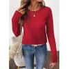 imageSHEWIN Sweaters for Women Crochet Long Sleeve Crew Neck Sweater Lightweight Shirts Tops Fall Fashion 2025Racing Red