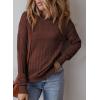imageSHEWIN Sweaters for Women Trendy Crewneck Crochet Long Sleeve Pullover Tops Lightweight Sweater Fall Outfits for Women 2025 Coffee S