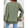 imageSHEWIN Womens Long Sleeve Crewneck Sweaters Casual Knit Striped Side Split Pullover Sweater TopsGrass Green