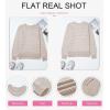 imageSHEWIN Womens Long Sleeve Crewneck Sweaters Casual Knit Striped Side Split Pullover Sweater TopsKhaki