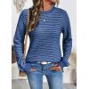 imageSHEWIN Womens Long Sleeve Crewneck Sweaters Casual Knit Striped Side Split Pullover Sweater TopsLight Blue