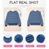 imageSHEWIN Womens Long Sleeve Crewneck Sweaters Casual Knit Striped Side Split Pullover Sweater TopsLight Blue