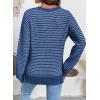 imageSHEWIN Womens Long Sleeve Crewneck Sweaters Casual Knit Striped Side Split Pullover Sweater TopsLight Blue