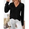 imageSHEWIN Womens Long Sleeve V Neck Sweaters Casual Loose Drop Shoulder Solid Knit Pullover Sweater TopsBlack