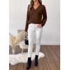 imageSHEWIN Womens Long Sleeve V Neck Sweaters Casual Loose Drop Shoulder Solid Knit Pullover Sweater TopsCoffee