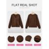 imageSHEWIN Womens Long Sleeve V Neck Sweaters Casual Loose Drop Shoulder Solid Knit Pullover Sweater TopsCoffee