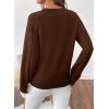 imageSHEWIN Womens Long Sleeve V Neck Sweaters Casual Loose Drop Shoulder Solid Knit Pullover Sweater TopsCoffee