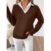 imageSHEWIN Womens Long Sleeve V Neck Sweaters Casual Loose Drop Shoulder Solid Knit Pullover Sweater TopsCoffee