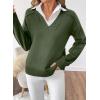 imageSHEWIN Womens Long Sleeve V Neck Sweaters Casual Loose Drop Shoulder Solid Knit Pullover Sweater TopsGreen