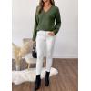 imageSHEWIN Womens Long Sleeve V Neck Sweaters Casual Loose Drop Shoulder Solid Knit Pullover Sweater TopsGreen
