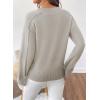 imageSHEWIN Womens Long Sleeve V Neck Sweaters Casual Loose Drop Shoulder Solid Knit Pullover Sweater TopsParchment