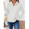 imageSHEWIN Womens Long Sleeve V Neck Sweaters Casual Loose Drop Shoulder Solid Knit Pullover Sweater TopsWhite