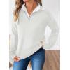 imageSHEWIN Womens Long Sleeve V Neck Sweaters Casual Loose Drop Shoulder Solid Knit Pullover Sweater TopsWhite