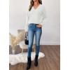 imageSHEWIN Womens Long Sleeve V Neck Sweaters Casual Loose Drop Shoulder Solid Knit Pullover Sweater TopsWhite