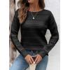 imageSHEWIN Womens Sweaters Boat Neck Crochet Long Sleeve Sweater Lightweight Knit Tops Shitrs Loose Fit Fall Fashion 2025Black