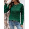 imageSHEWIN Womens Sweaters Boat Neck Crochet Long Sleeve Sweater Lightweight Knit Tops Shitrs Loose Fit Fall Fashion 2025Blackish Green