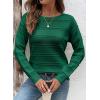 imageSHEWIN Womens Sweaters Boat Neck Crochet Long Sleeve Sweater Lightweight Knit Tops Shitrs Loose Fit Fall Fashion 2025Blackish Green