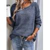imageSHEWIN Womens Sweaters Boat Neck Crochet Long Sleeve Sweater Lightweight Knit Tops Shitrs Loose Fit Fall Fashion 2025Bluing