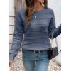 imageSHEWIN Womens Sweaters Boat Neck Crochet Long Sleeve Sweater Lightweight Knit Tops Shitrs Loose Fit Fall Fashion 2025Bluing