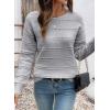 imageSHEWIN Womens Sweaters Boat Neck Crochet Long Sleeve Sweater Lightweight Knit Tops Shitrs Loose Fit Fall Fashion 2025Gray