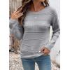 imageSHEWIN Womens Sweaters Boat Neck Crochet Long Sleeve Sweater Lightweight Knit Tops Shitrs Loose Fit Fall Fashion 2025Gray