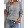 imageSHEWIN Womens Sweaters Boat Neck Crochet Long Sleeve Sweater Lightweight Knit Tops Shitrs Loose Fit Fall Fashion 2025Gray