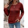 imageSHEWIN Womens Sweaters Boat Neck Crochet Long Sleeve Sweater Lightweight Knit Tops Shitrs Loose Fit Fall Fashion 2025Red Dahlia