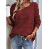 imageSHEWIN Womens Sweaters Boat Neck Crochet Long Sleeve Sweater Lightweight Knit Tops Shitrs Loose Fit Fall Fashion 2025Red Dahlia
