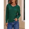 imageSHEWIN Womens Sweaters Casual V Neck Long Sleeve Cable Knit Crochet Sweater Fall Outfits for Women 2025Green