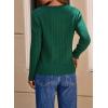imageSHEWIN Womens Sweaters Casual V Neck Long Sleeve Cable Knit Crochet Sweater Fall Outfits for Women 2025Green