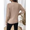 imageSHEWIN Womens Sweaters Casual V Neck Long Sleeve Cable Knit Crochet Sweater Fall Outfits for Women 2025Khaki
