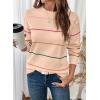 imageSHEWIN Womens Sweaters Crew Neck Knit Long Sleeve Striped Sweater Fall Outfits for Women 2025Apricot Pink