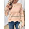 imageSHEWIN Womens Sweaters Crew Neck Knit Long Sleeve Striped Sweater Fall Outfits for Women 2025Apricot Pink