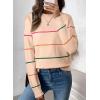 imageSHEWIN Womens Sweaters Crew Neck Knit Long Sleeve Striped Sweater Fall Outfits for Women 2025Apricot Pink