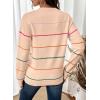 imageSHEWIN Womens Sweaters Crew Neck Knit Long Sleeve Striped Sweater Fall Outfits for Women 2025Apricot Pink