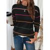 imageSHEWIN Womens Sweaters Crew Neck Knit Long Sleeve Striped Sweater Fall Outfits for Women 2025Black