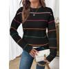 imageSHEWIN Womens Sweaters Crew Neck Knit Long Sleeve Striped Sweater Fall Outfits for Women 2025Black