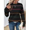 imageSHEWIN Womens Sweaters Crew Neck Knit Long Sleeve Striped Sweater Fall Outfits for Women 2025Black