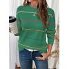 imageSHEWIN Womens Sweaters Crew Neck Knit Long Sleeve Striped Sweater Fall Outfits for Women 2025Bright Green