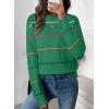 imageSHEWIN Womens Sweaters Crew Neck Knit Long Sleeve Striped Sweater Fall Outfits for Women 2025Bright Green