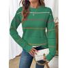 imageSHEWIN Womens Sweaters Crew Neck Knit Long Sleeve Striped Sweater Fall Outfits for Women 2025Bright Green
