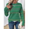 imageSHEWIN Womens Sweaters Crew Neck Knit Long Sleeve Striped Sweater Fall Outfits for Women 2025Bright Green