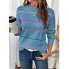 imageSHEWIN Womens Sweaters Crew Neck Knit Long Sleeve Striped Sweater Fall Outfits for Women 2025Dusk Blue