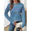 imageSHEWIN Womens Sweaters Crew Neck Knit Long Sleeve Striped Sweater Fall Outfits for Women 2025Dusk Blue
