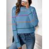 imageSHEWIN Womens Sweaters Crew Neck Knit Long Sleeve Striped Sweater Fall Outfits for Women 2025Dusk Blue