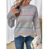 imageSHEWIN Womens Sweaters Crew Neck Knit Long Sleeve Striped Sweater Fall Outfits for Women 2025Gray