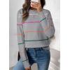 imageSHEWIN Womens Sweaters Crew Neck Knit Long Sleeve Striped Sweater Fall Outfits for Women 2025Gray