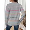 imageSHEWIN Womens Sweaters Crew Neck Knit Long Sleeve Striped Sweater Fall Outfits for Women 2025Gray