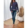 imageSHEWIN Womens Sweaters Crew Neck Knit Long Sleeve Striped Sweater Fall Outfits for Women 2025Navy Blue