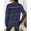 imageSHEWIN Womens Sweaters Crew Neck Knit Long Sleeve Striped Sweater Fall Outfits for Women 2025Navy Blue